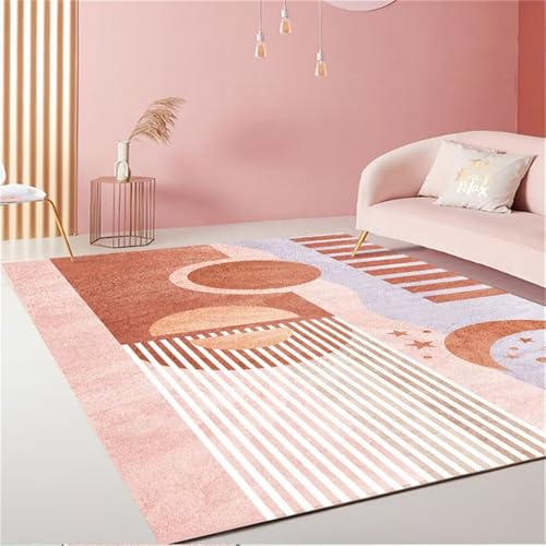 Webteppich Teppich Anti Rutsch Rosa geometrisches Design Linie Dekoration rutschfest Outdoor Rug Teppiche Schlafzimmer 60X90CM von RUGMRZ