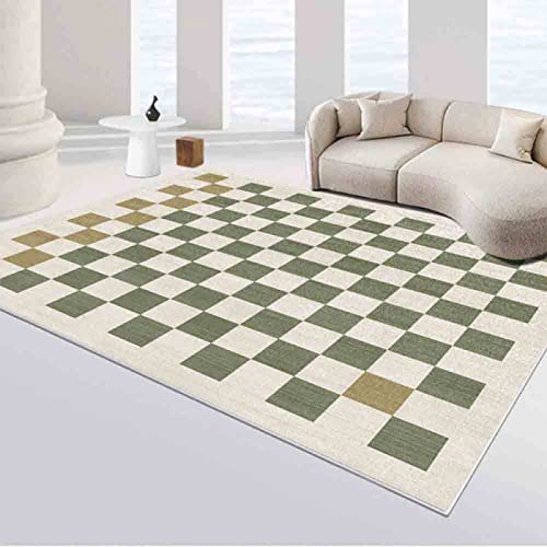 Großer Teppich für Wohnzimmer, formaldehydfrei, kariert, grün, beige, 180 x 250 cm von RUGMYW
