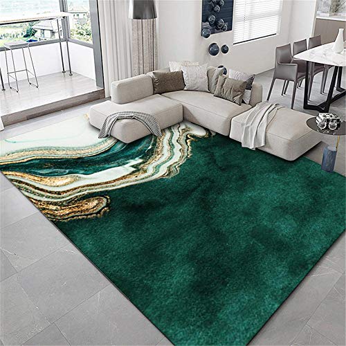 RUGMYW Teppich Haarlos Wohnzimmer Teppichs staubdicht grüner tepppich Schlafzimmer teppiche Abstrakte vergoldete grüne goldene weiße Traditioneller Klassischer Teppich 140X200cm von RUGMYW