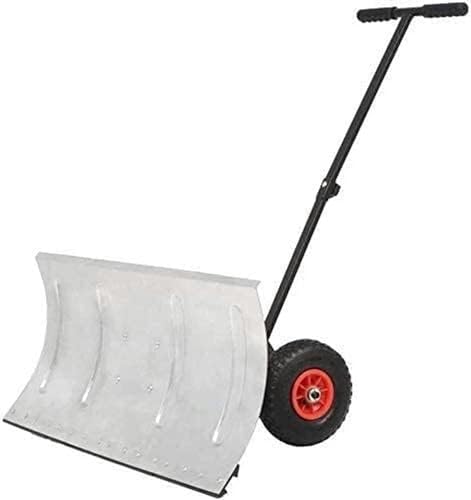Schneeschaufel Manueller Schneepflug mit Rädern | Roller Schneepflug mit einstellbarem Höhengriff für Straßenschneeräumungswerkzeuge Schneeschieber von RUGPDA