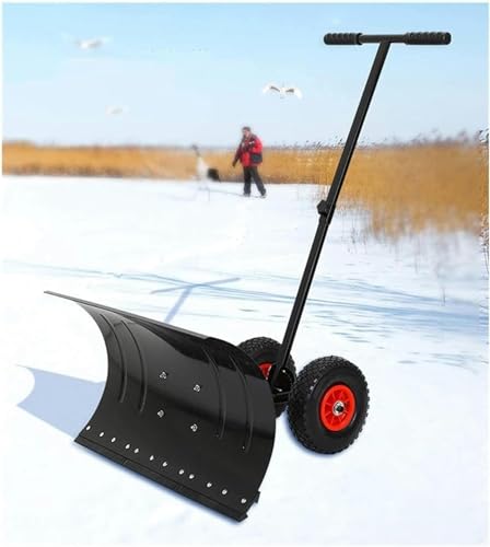 Schneeschaufel Outdoor Schneeschaufel mit einstellbarer Höhe Hand | Rollender Schneepflug mit Rädern für Straßenschneeräumungswerkzeuge Schneeschieber von RUGPDA