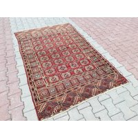 Antiker Teppich Türkmen Oushak Vintage Handgeknüpfter 7'1"x4'3" /217x132 cm von RUGSVINTAGEART