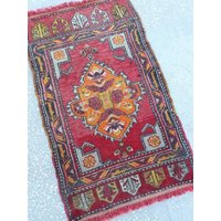 Kleine Oushak Teppich Vintage Handgemachte Wolle Kelim Hand Geknotet Kleine 3'2 "x 1'9" Fuß /100x60 cm Kleine Oushak Teppich Vintage Handgemachte Wolle Kelim Hand Geknotet Kleine 3'2 "x 1'9" Fuß /100x60 cm von RUGSVINTAGEART