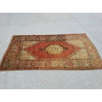 Oushak Teppich Vintage Unikat Stumm Farbe Kappadokien Muster Boden Rugs Heim Lebenden Handgewebter 180 X 107 cm/5'9 "X 3'5" Füße von RUGSVINTAGEART