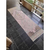 Vintage Oushak Teppichläufer 70x250, Handgeknüpfter Wollteppich Für Den Flur von RUGSWORLDD