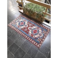 Vintage Oushak Teppichläufer Handgeknüpfter Ethno Wollteppich 100x150 cm von RUGSWORLDD
