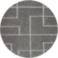 Badteppich SUPREME Kreis LINES, Linien, rutschfest, weich – grau grey rotondo 67 cm von RUGSX