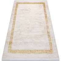 Moderner Teppich duke 51524 creme / gold - Rahmen, griechisch strukturiert, sehr weich, Fransen beige 200x290 cm von RUGSX