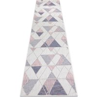 Teppich, Läufer sisal sion Geometrisch, Dreiecke 3006 flach gewebt ecru / rosa pink 80x300 cm von RUGSX