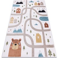Teppich fun Polar für Kinder, Straßen, Wald, creme multicolour 120x170 cm von RUGSX