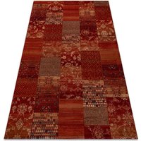 Rugsx - Wollteppich kashqai 4327 300 Patchwork rotwein red 240x340 cm von RUGSX