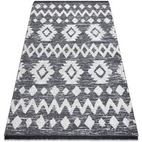 Teppich öko sisal boho moroc Etno Zigzag 22319 Franse - zwei Ebenen aus Vlies grau / creme, recycelter Teppich grey 175x270 cm von RUGSX