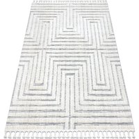 Teppich sevilla Z788A Labyrinth, griechisch weiß / grau Franse berber marokkanisch shaggy white 80x150 cm von RUGSX