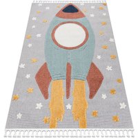 Teppich yoyo GD55 grau / blau - Sterne, Rakete für Kinder, strukturell, sensorische Fransen multicolour 140x190 cm Teppich yoyo GD55 grau / blau - Sterne, Rakete für Kinder, strukturell, sensorische Fransen multicolour 140x190 cm von RUGSX