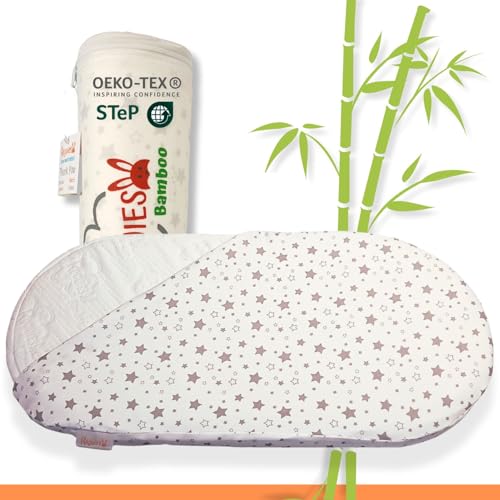 RUGUIES- Matratze für Mini Kinderbett oder Babytragetasche 70x33x5cm. Atmungsaktiver perforierter Schaumstoff-Bambus. Baumwolle Wasserdicht Hypoallergen Abnehmbarer und waschbarer Bezug.Oeko TEX von RUGUIES