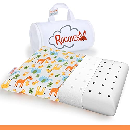 RUGUIES- Memory Schaum Kinderkissen, hypoallergen und atmungsaktiv- Kinderkopfkissen- 100% waschbarer Baumwollbezug-Oeko-TEX- 1 bis 10 Jahre XL (58x32x 5-7cm)- Inklusive Reisetasche. von RUGUIES