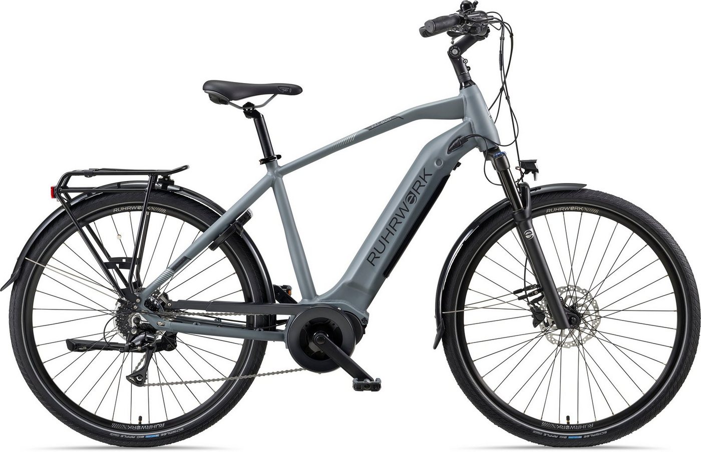 RUHRWERK E-Bike MT 800 Herren, 8 Gang Shimano Acera Schaltwerk, Kettenschaltung, Mittelmotor, 522 Wh Akku von RUHRWERK