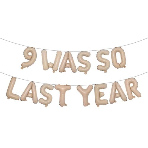 10. Geburtstag Dekorationen Happy 10 Old Birthday Dekorationen Doppelstellige Geburtstag für Mädchen Dekorationen 9 Was So Last Year Luftballons Banner (9 Was So Last Year Karamell) von RUIANSI