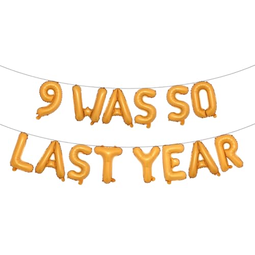 10. Geburtstag Dekorationen Happy 10 Old Birthday Dekorationen Doppelstellige Geburtstag für Mädchen Dekorationen 9 Was So Last Year Luftballons Banner (9 Was So Last Year Orange) von RUIANSI