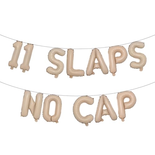 11 mehrfarbige Ballon-Banner "Slaps No Cap" – Partyzubehör zum 11. Geburtstag, Ideen, Geschenke und Dekorationen (11 Klappen ohne Kappe, Karamell) von RUIANSI