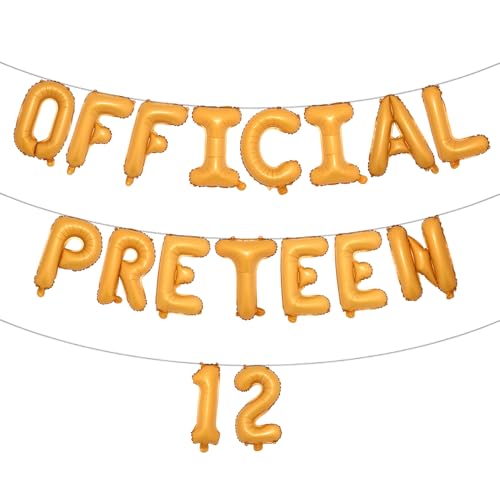 12. Geburtstag Dekorationen für Jungen, Happy 12th Birthday Banner Offizielle Pre-Teen Ballons Folienballons für 12 Jahre alt Geburtstag Jubiläum Supplies Jungen (OFFICIAL PRETEEN 12 Orange) von RUIANSI