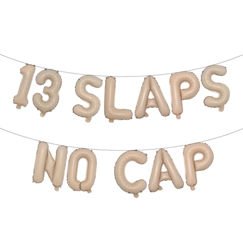 13 mehrfarbige Ballon-Banner mit Aufschrift "Slaps No Cap", Partyzubehör, Ideen, Geschenke und Dekorationen (13 Klappen ohne Kappe, Karamell) von RUIANSI