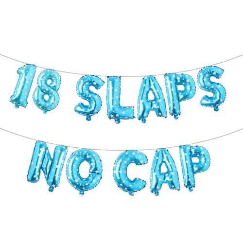 18 mehrfarbige Ballonbanner mit 18 Slaps ohne Kappe, Partyzubehör, Ideen, Geschenke und Dekorationen (18 Klappen ohne Kappe, blauer Stern) von RUIANSI