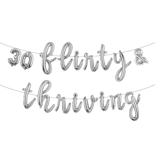 30 Flirty And Thriving Balloons Thirty Flirty And Thriving Decorations For Her 30 Balloons For Women Dirty Happy 30th Birthday Decorations Banners (L 30 Flirty & Thriving Silver) von RUIANSI
