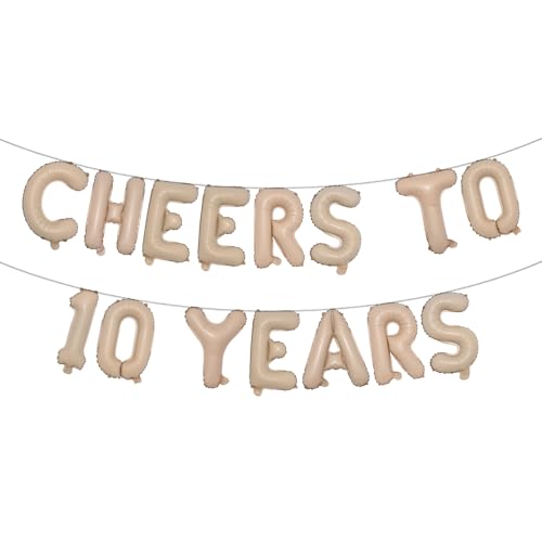Mehrfarbiges Ballon-Banner "Cheers to 10 Years", 10. Geburtstag/Hochzeitstag, Party-Dekoration, Wimpelkette, Schild, Hintergründe (Cheers to 10 Years) Karamell von RUIANSI
