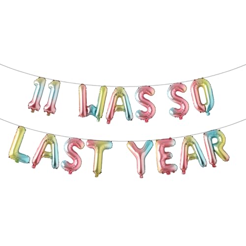 Mehrfarbiges Ballonbanner zum 12. Geburtstag mit der Aufschrift "11 Was So Last Year" – Party-Dekoration, Zubehör und Gastgeschenke – Dekoration zum 12. Hochzeitstag (11. War So Last Year Regenbogen) von RUIANSI