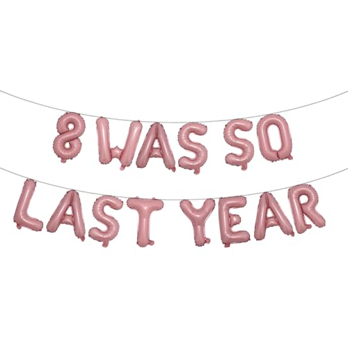 Mehrfarbiges Ballonbanner zum 9. Geburtstag, 8. Geburtstag, Party-Dekoration, Zubehör und Gastgeschenke, Dekoration zum 9. Hochzeitstag (8 Was So Last Year), Rosa von RUIANSI