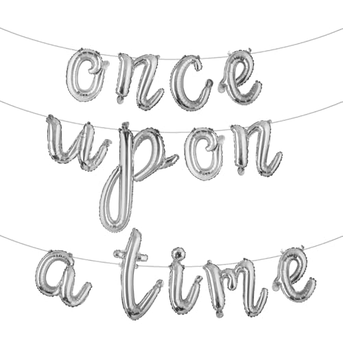Once Upon A Time Geburtstagsdekorationen Ballon Banner Krone Luftballons Prinzessin 1. Geburtstag Dekorationen für Mädchen Märchenprinzessin 1. Jahr alte Party (L Once Upon A Time Silber) von RUIANSI