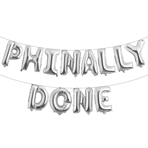 Phinally Done Ballon-Banner, Doktorats-Geschenke, Phinished-Doktor-Doktor-Abschluss-Party-Dekorationen, Seniorenklasse 2025 Congrats Doctor Partyzubehör (PHINALLY DONE Silber) von RUIANSI
