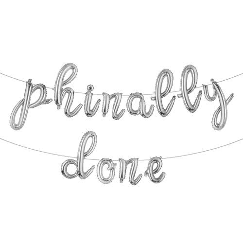 Phinally Done Ballon-Banner, Doktorats-Geschenke, Phinished-Doktor-Doktor-Abschluss-Party-Dekorationen, Seniorenklasse von 2025 Congrats Doctor Partyzubehör (L PHINALLY DONE Silber) von RUIANSI