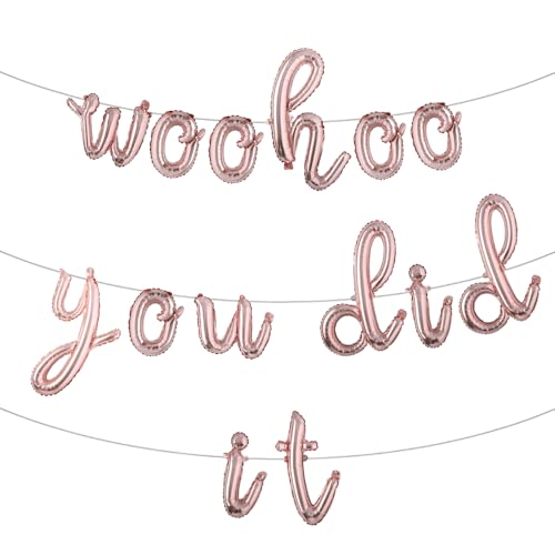 Woohoo You Did It Ballon Banner, We are So Proud Of You, Congrats Grad 2025, 2025 Graduation Party Dekorationen (L WOOHOO YOU DID IT Roségold) von RUIANSI