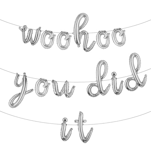 Woohoo You Did It Ballon Banner, We are So Proud Of You, Congrats Grad 2025, 2025 Graduation Party Dekorationen (L WOOHOO YOU DID IT Silber) von RUIANSI