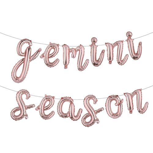Zwillingssaison-Banner, Happy Birthday Zwillings-Wimpelkette, 12 Sternzeichen, Thema, Geburtstagsparty, Dekoration, Zubehör, mehrfarbig (L GEMINI SEASON Roségold) von RUIANSI