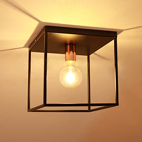 RUIBO Deckenleuchte Schwarz,Deckenlampe Modern LED,Black Cage Metal Deckenlampe Wohnzimmer Vintage Lampe E27 Fassung von RUIBO