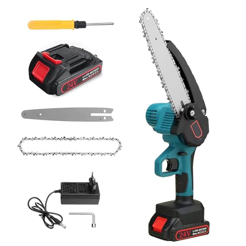 Elektrische Mini-Kettensäge, kabellos, 8 Zoll, tragbar, mit Akku für Gartenarbeit, Schneiden von Ästen und Holz (1 Akku) von RUICUBEI