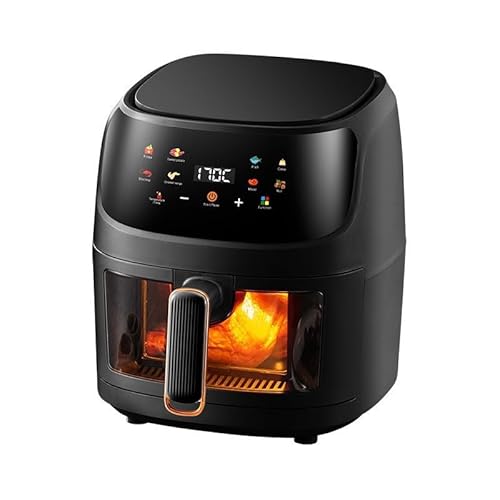 Fritteuse ohne Öl, 8 l, mit Sichtfenster, Air Fryer 1400 W, Touchscreen, LED, Heißluftfritteuse mit 8 Programmen, Verwendung in Korb oder Schublade (schwarz) von RUICUBEI