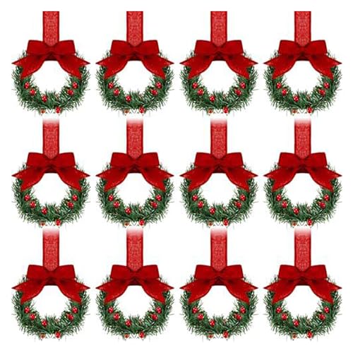 Weihnachtsgirlande, Küchenschrank, 13 cm, kleine Girlande, künstliche Weihnachtsgirlande, für die Dekoration von Haustür, Fensterwand, Weihnachten (rot) von RUICUBEI