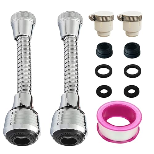Küchenarmaturkopf, verstellbar, um 360 ° drehbar, Wasserhahn-Aufsatz, Wasserhahn-Sprühkopf, Ersatzaufsatz für Badezimmer, Küche, Wasserhahndüse, Filteradapter, 2 Stück von RUIENGCOMM
