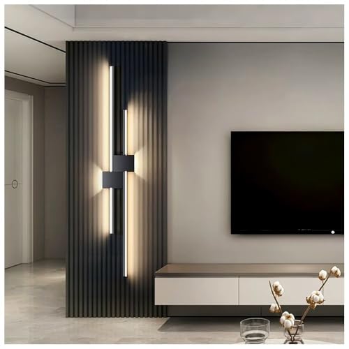 RUIFANLT Wandlampe Lang Innen Wandleuchte Stab LED Schwarz Lineare Wandleuchten 80cm 24W 3 Farbtemperaturen Up Down Treppenhauslampe Wandbeleuchtung für Schlafzimmer Badezimmer Korridor von RUIFANLT