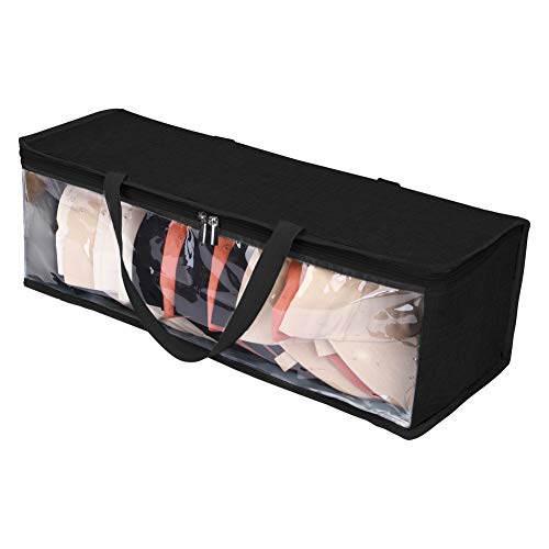 RUIFUU Hut-Aufbewahrung, Hut-Organizer für Baseballkappen, Baseballkappen-Tasche/Halter, transparenter Kunststoff, staubdicht, 53.9 cm L x 16.3 cm B x 20.8 cm H (schwarz) von RUIFUU