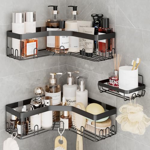 RUIHANDA Duschablage Ecke - Duschablage ohne Bohren, Duschregal Shampoo Halterung Für Dusche, Schwarz 088HZZ002 von RUIHANDA