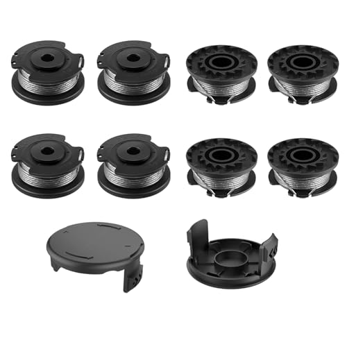 RUIITEN 10 Stück Bosch Ersatzspule Set für Rasentrimmer, 0,165 cm x 4.9 m, kompatibel mit Akku-Rasentrimmer Art 23 SL und Art 26 SL (Ersatz: F016800569/F016800385) 8 Spulen + 2 Kappen von RUIITEN