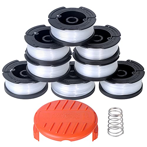 RUIITEN 8 Stück Rasentrimmer-Ersatzspulen für Black and Decker AF-100, Kompatibel mit GH400 GH500 GH600 GH610 GH900 ST6600 ST7000 CST1000 CST1100, 8 Spulen + 1 Kappen + 1 Federn von RUIITEN