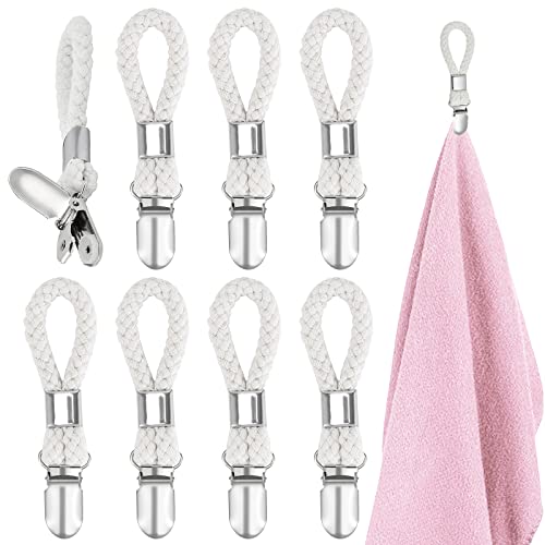 RUIJIE Aufhänger für Handtücher 8 Stück Handtuchclips Handtuch Clips Handtuchhalter Clips Handtuchaufhänger Haken Große Schlaufen Geschirrtuchclip Handtuchklammern Geschirrtücher Halter für Bad Kücher von RUIJIE