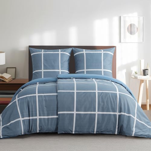 RUIKASI Bettwäsche 135x200 4teilig Denimblau - Bettbezüge 135 x 200 2er Set mit Karo Muster, Bettwäsche-Sets 135x200cm aus Mikrofaser mit Reißverschluss Weich und Bügelfrei RUIKASI Bettwäsche 135x200 4teilig Denimblau - Bettbezüge 135 x 200 2er Set mit Karo Muster, Bettwäsche-Sets 135x200cm aus Mikrofaser mit Reißverschluss Weich und Bügelfrei von RUIKASI