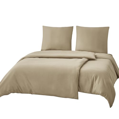 RUIKASI Bettwäsche 135x200 4teilig Khaki - Polyester Mikrofaser Bettwäsche-Sets Oeko-TEX, 2 Bettbezüge 135x200cm + 2 Kissenbezüge 80x80cm mit Reißverschluss, Weich und Bügelfrei RUIKASI Bettwäsche 135x200 4teilig Khaki - Polyester Mikrofaser Bettwäsche-Sets Oeko-TEX, 2 Bettbezüge 135x200cm + 2 Kissenbezüge 80x80cm mit Reißverschluss, Weich und Bügelfrei von RUIKASI